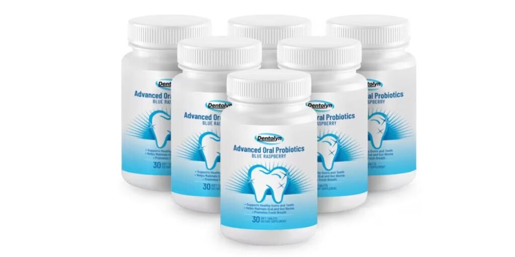 Dentolyn oral hygiene supplement bottles display