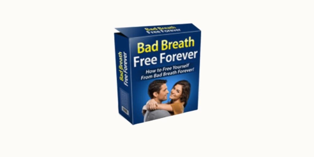Bad Breath Free Forever digital product box featuring a smiling couple.